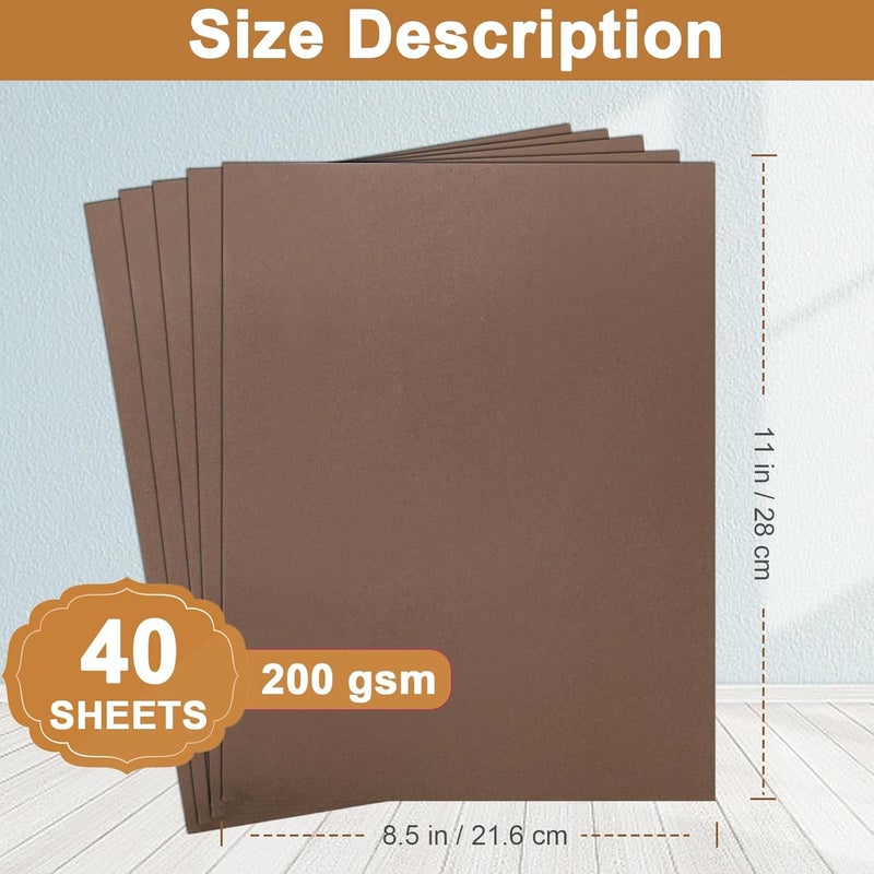 Silunkia 40 Sheets Coffee Color Cardstock 8.5 x 11 Crafts Paper, 200gsm/75lb Premium Dark Brown Card Stock Printer Paper for DIY Cards Making, Greeting Cards, Birthday Decorations, Invitations, Menus - Image 2